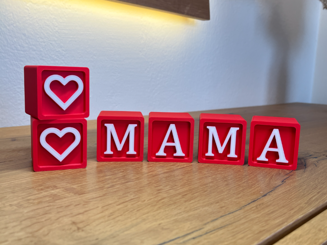 Muttertags Geschenk – MAMA 3D Würfel Set mit Herz
