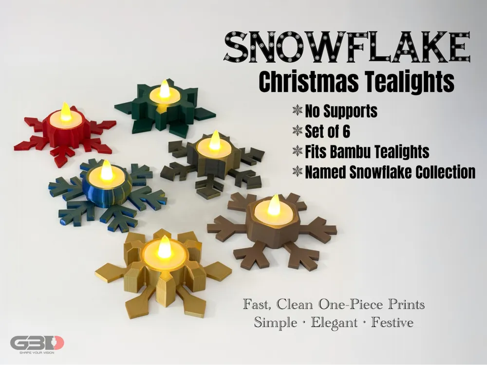 SnowFlake Christmas Tealights Set by G3D Printlab MakerWorld: Download ...
