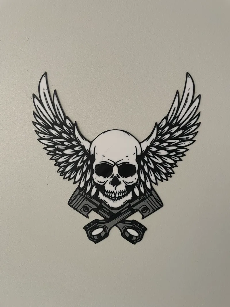 Piston Skull with Wings