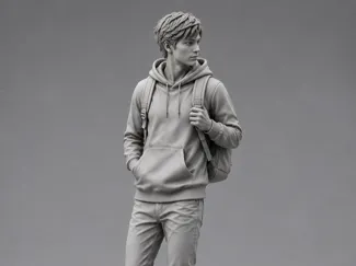Urban Walker – Male Student with Backpack