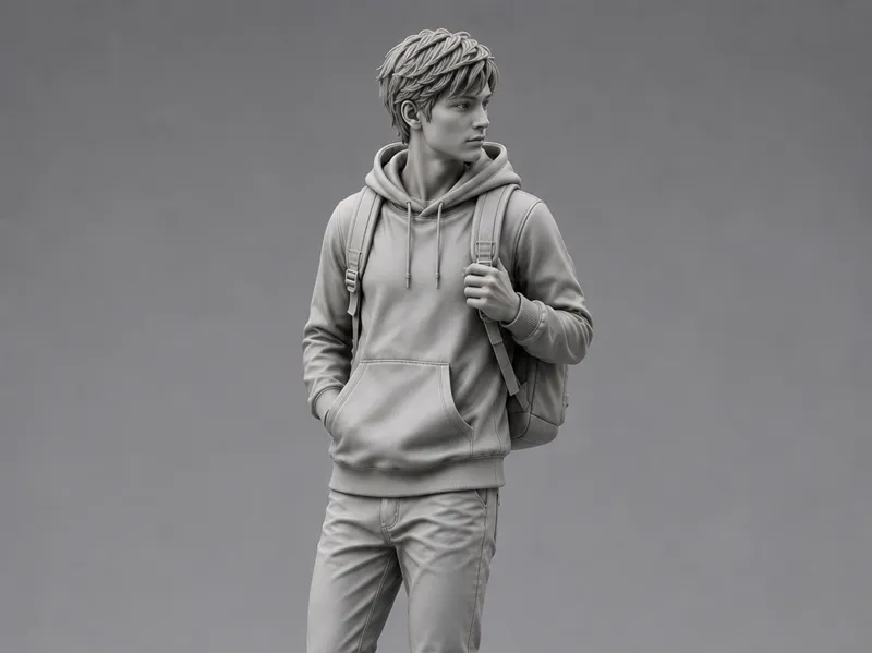 Urban Walker – Male Student with Backpack