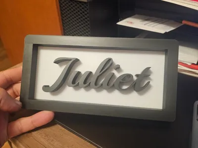 Juliet name plate 4" x 8" 