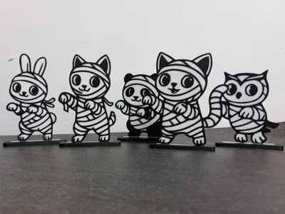 Halloween mummy animals set