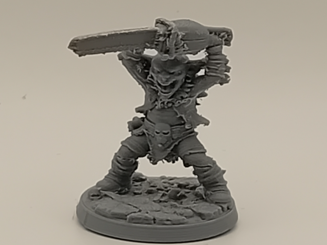 Fantasy football goblin with chainsaw-wargame gobo