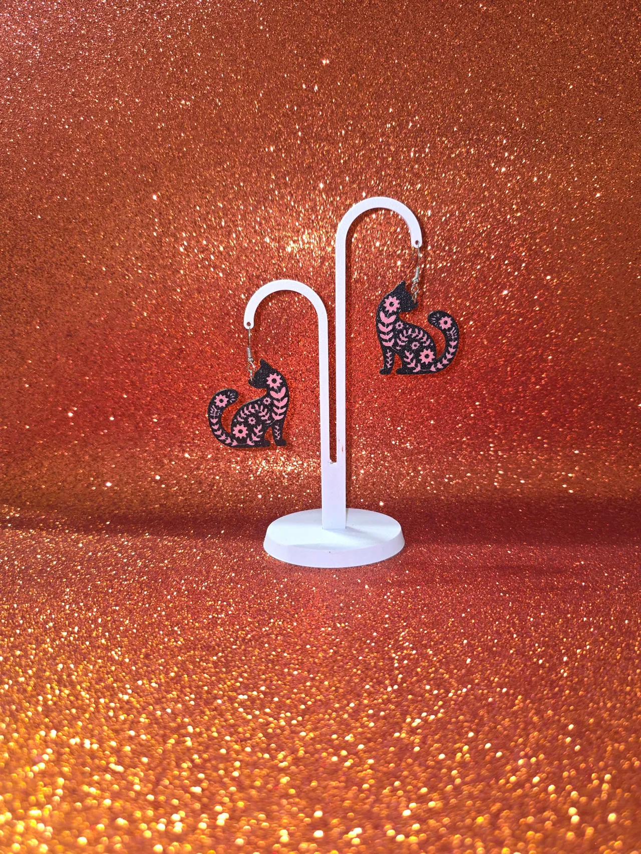 Wildflower feline earrings view 3