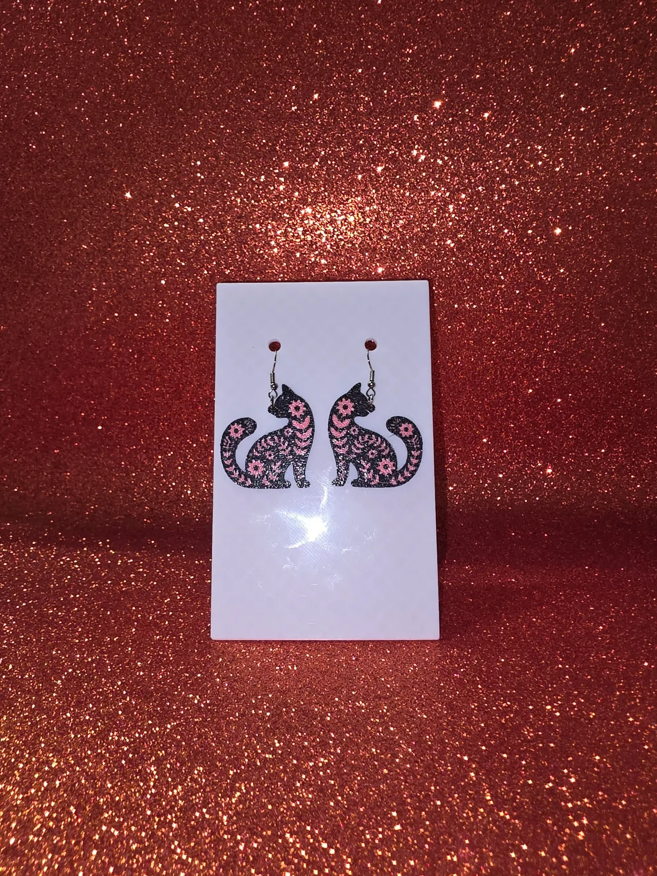 Wildflower feline earrings view 2