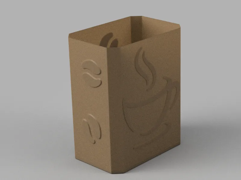 Coffee bag box in vase mode