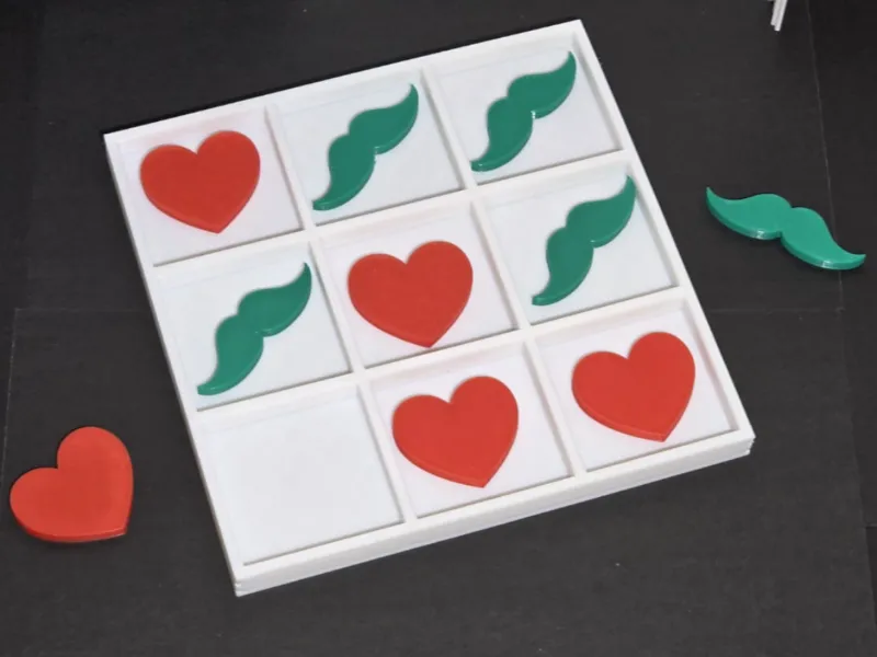 Tic Tac Toe with Heart and Mustache