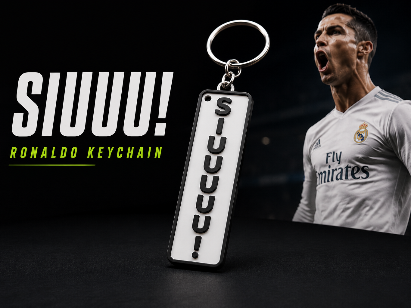 Ronaldo "SIUUUU!" Keychain – Fast Print