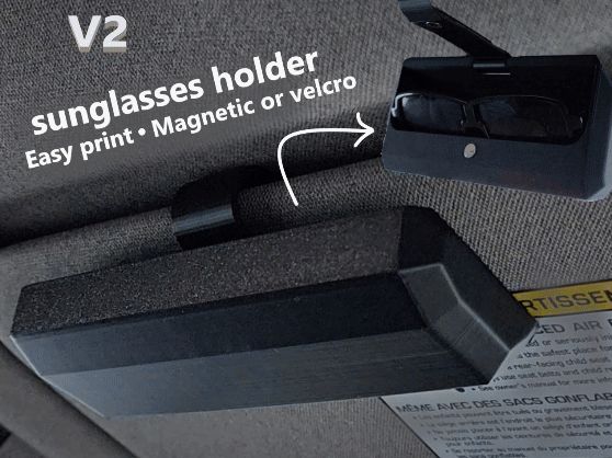 Sunglasses compartment clip for car sun visor - V2