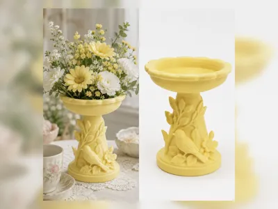 Yellow Flower Pedestal Vase