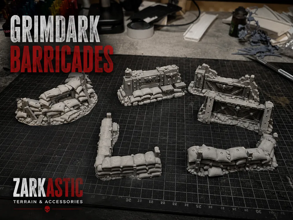 Escenografía en miniatura: Grimdark Barricades – 6 Piece Battlefield Set. Referencia del modelo original.