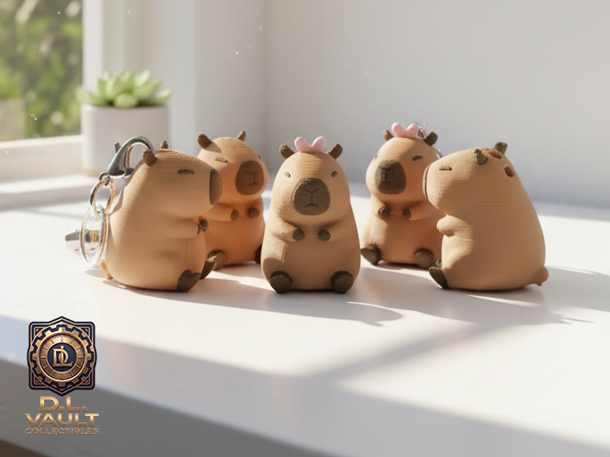 Miniature Capybara Keychain Set