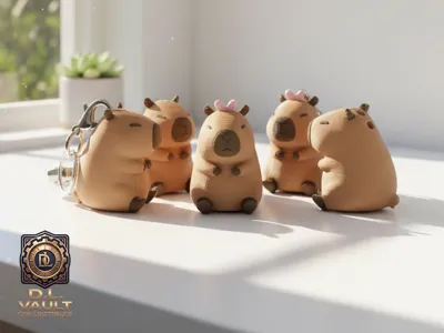 Miniature Capybara Keychain Set