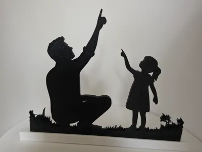 Father & Daughter Star Gazing Silhouette 