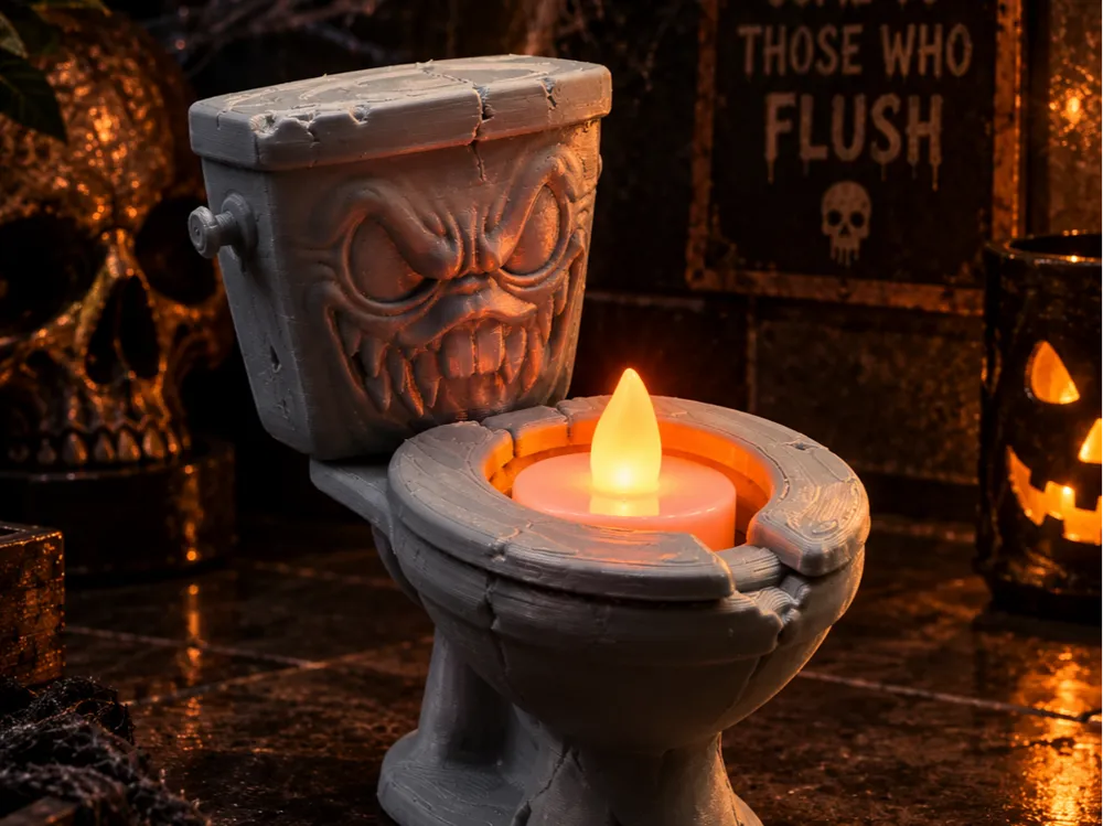 Figura decorativa: Possessed Toilet Halloween Sculpture LED Light. Referencia del modelo original.