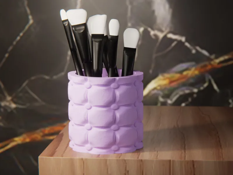 Elegant Quilted Makeup Brush Holder