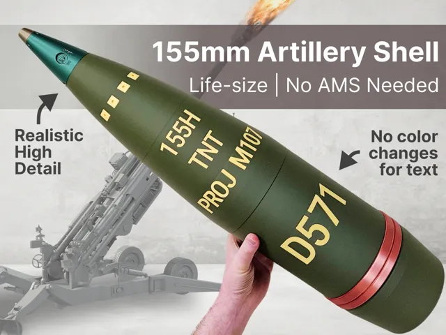 Life-Size 155mm Artillery Shell | High Detail