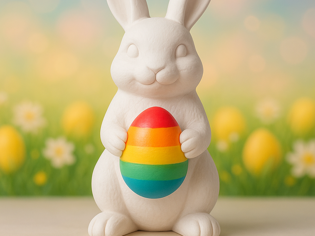 Cute Easter Bunny with Bowl – High Detail 3D Print
