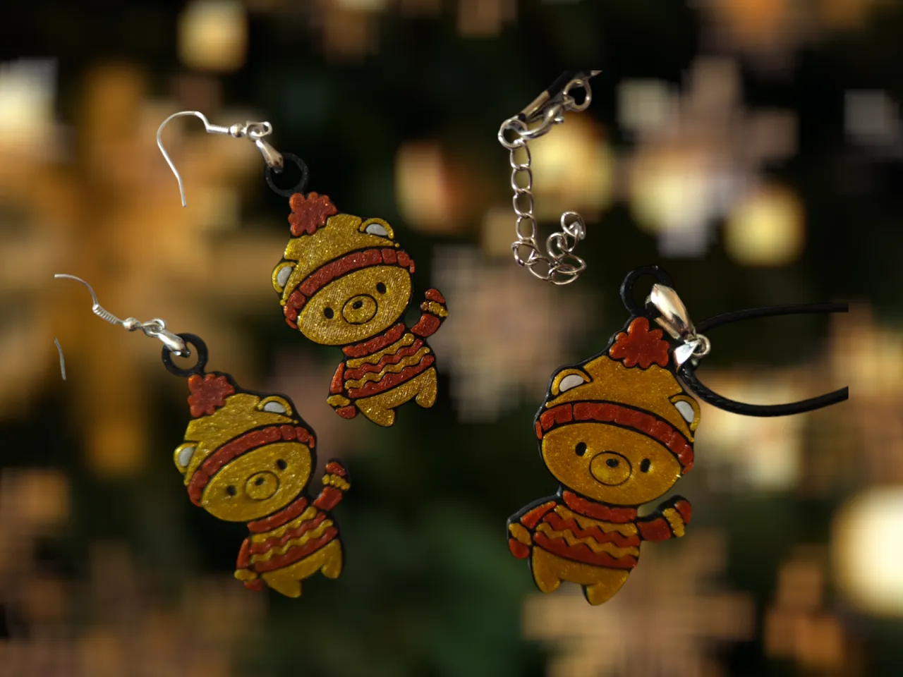 Cute Bear - Earrings and Necklace view 2