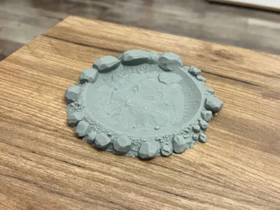 Wargame - Crater terrain with rocks / dice tray