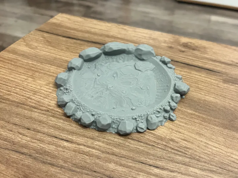 Wargame - Crater terrain with rocks / dice tray