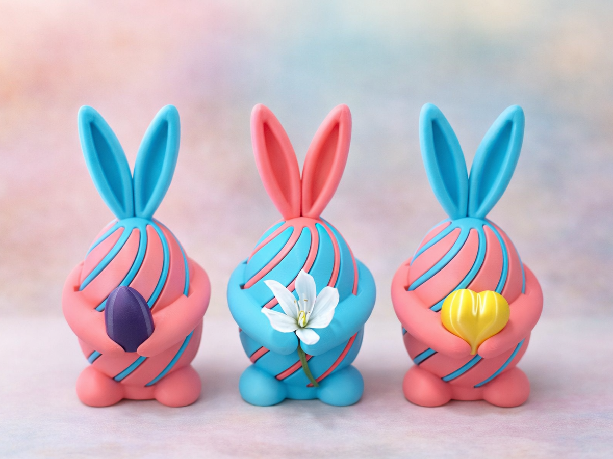 Spiral Bunny Easter Egg Trio