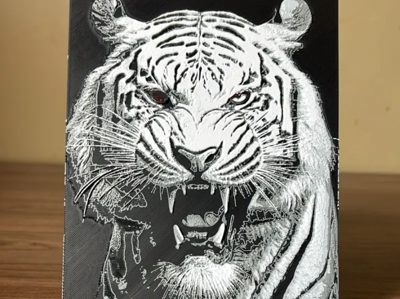 Quadro Tigre Branco em camadas Hueforge
