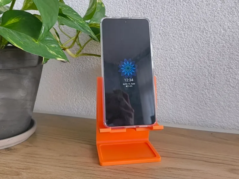 Wide phone stand with tray