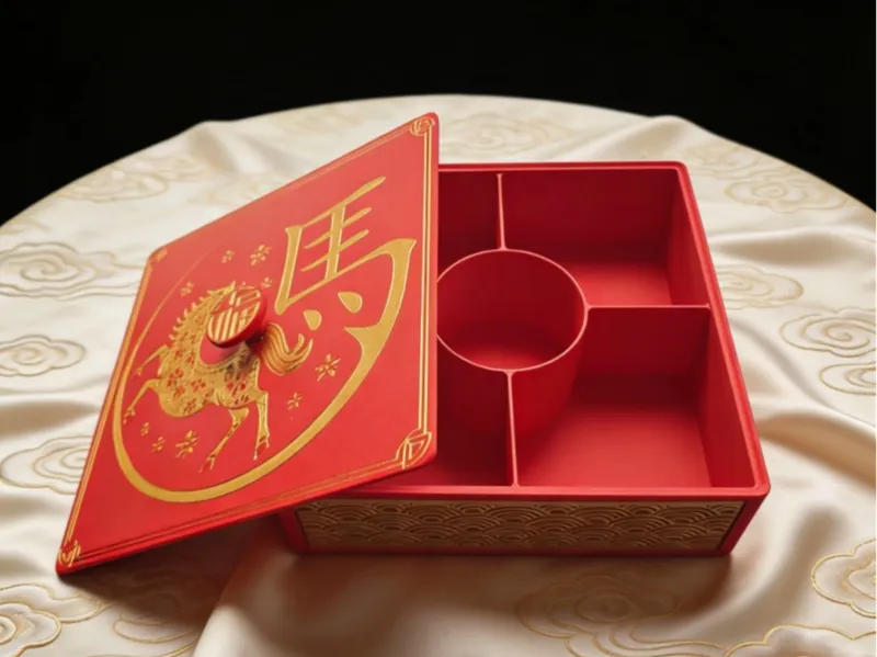 马年零食糖果盒/波浪纹图案/可堆叠