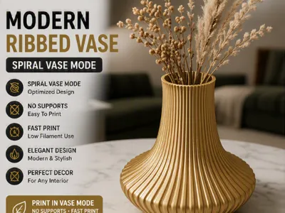 Modern Ribbed Vase