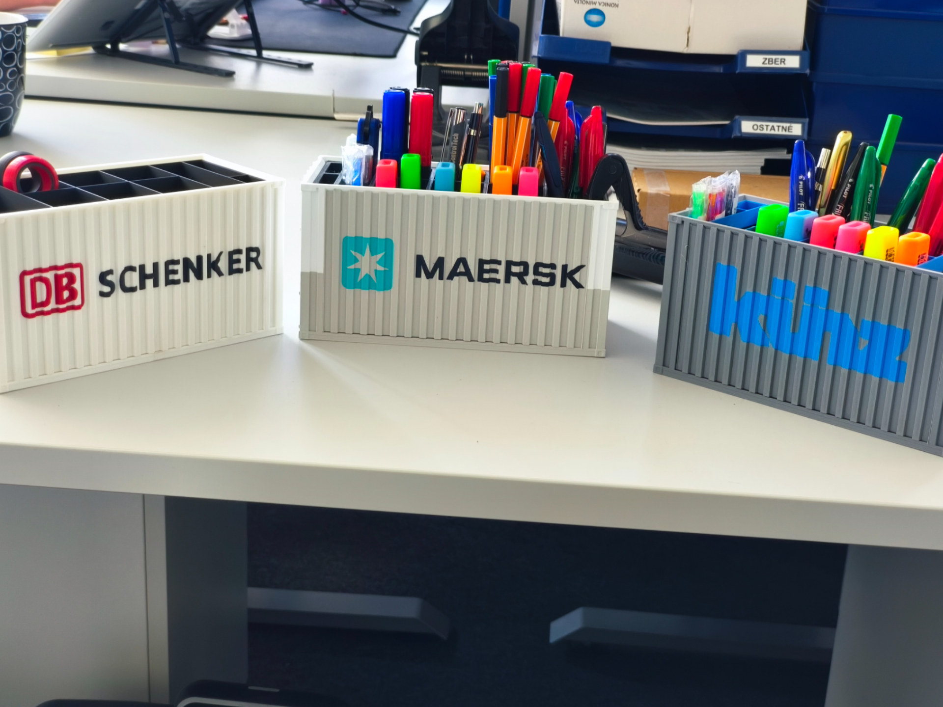 Shipping container desk organizer