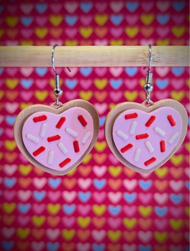 Valentine Heart Sugar Cookie Earrings