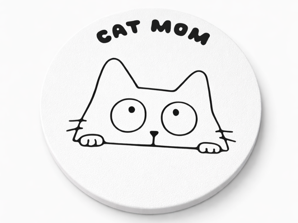 Cute Cat Mom drink coaster – Minimal Design