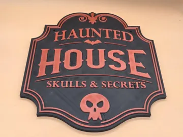Modelo para impresión 3D: Haunted House – Halloween Wandschild — vista de referencia 5