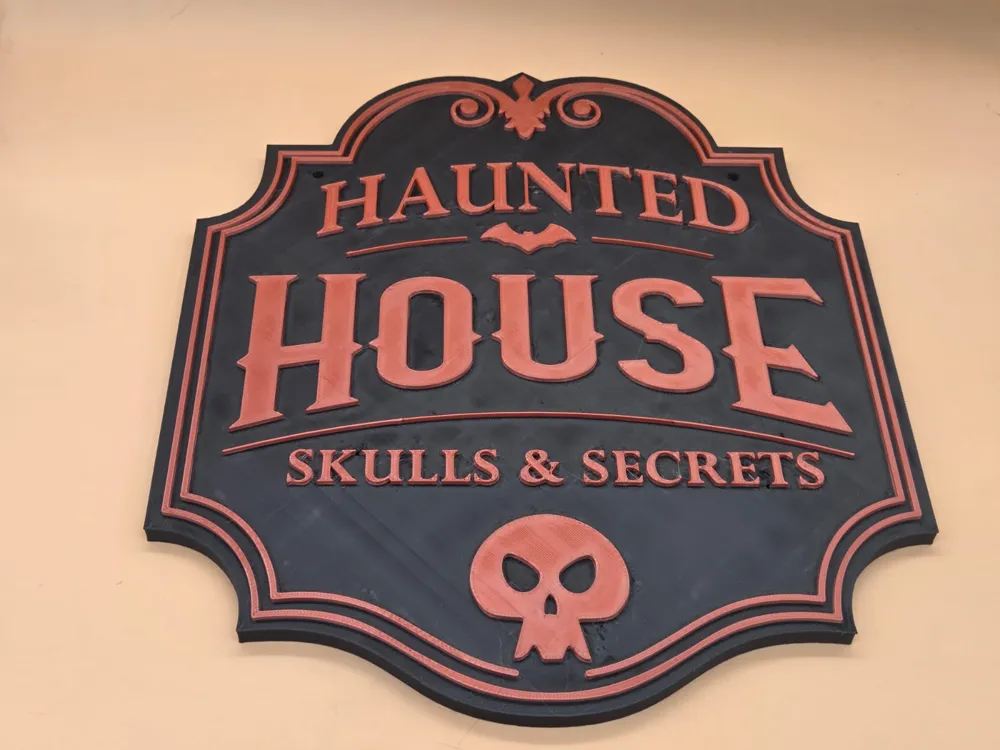 Modelo para impresión 3D: Haunted House – Halloween Wandschild. Referencia del modelo original.