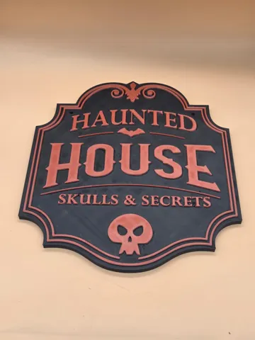 Modelo para impresión 3D: Haunted House – Halloween Wandschild — vista de referencia 3