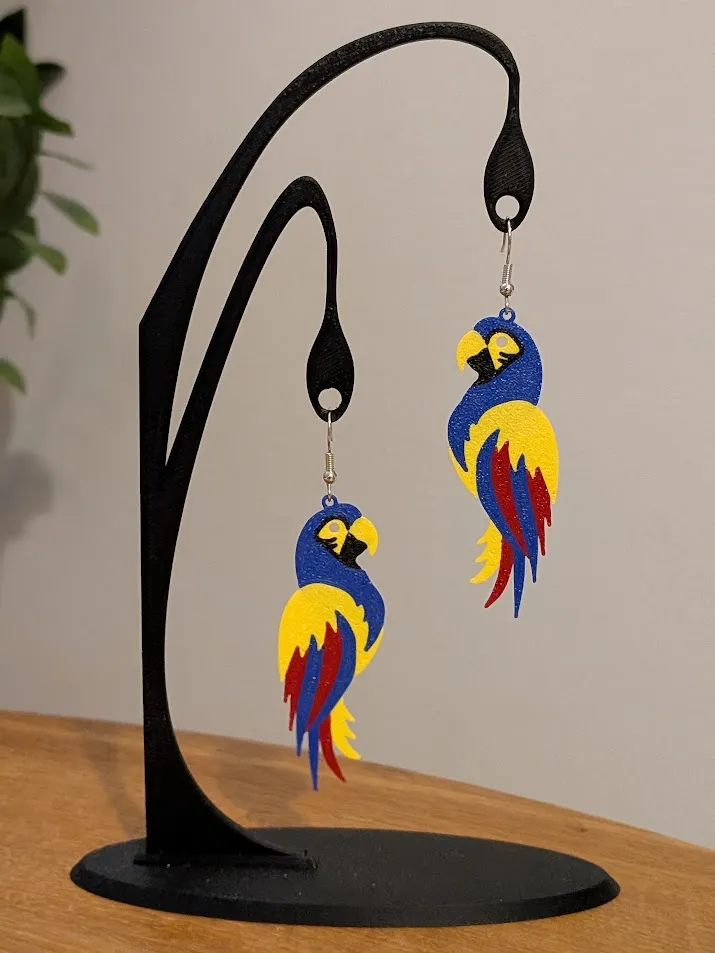 Macaw Parrot Earrings – 3D Pendant Charms view 3
