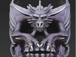 dragon on a skull with a magnet