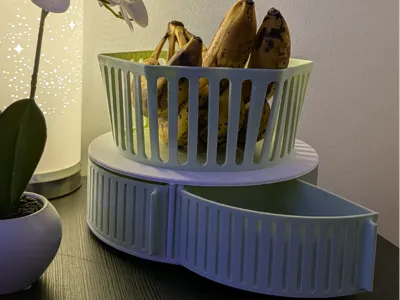 Fruit basket with 4 storage compartments for nuts, etc.