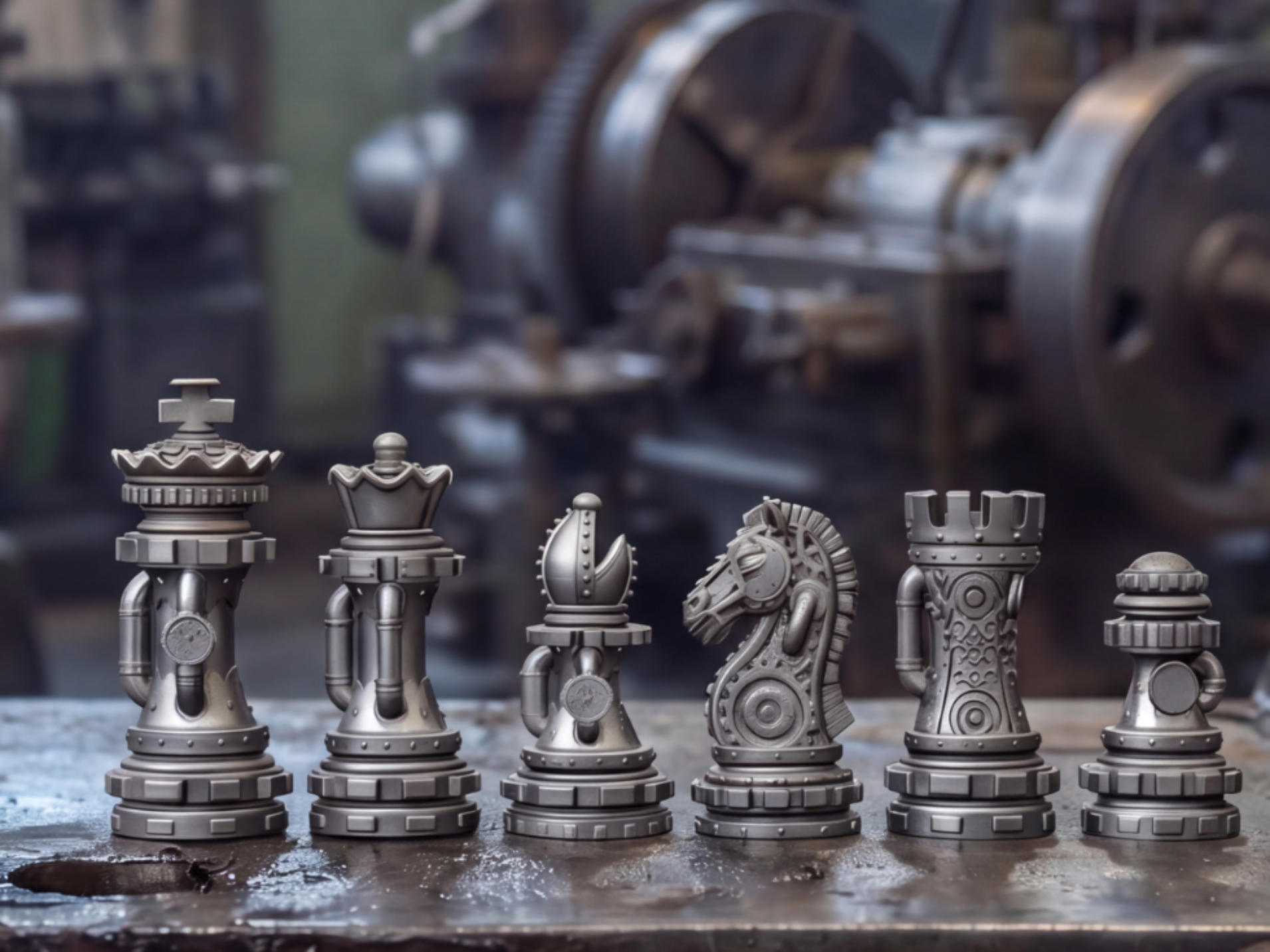 Steampunk Staunton Chess Set