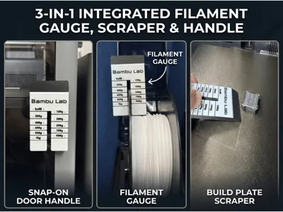 3-in-1 Filament Spool Gauge, Scraper & Handle