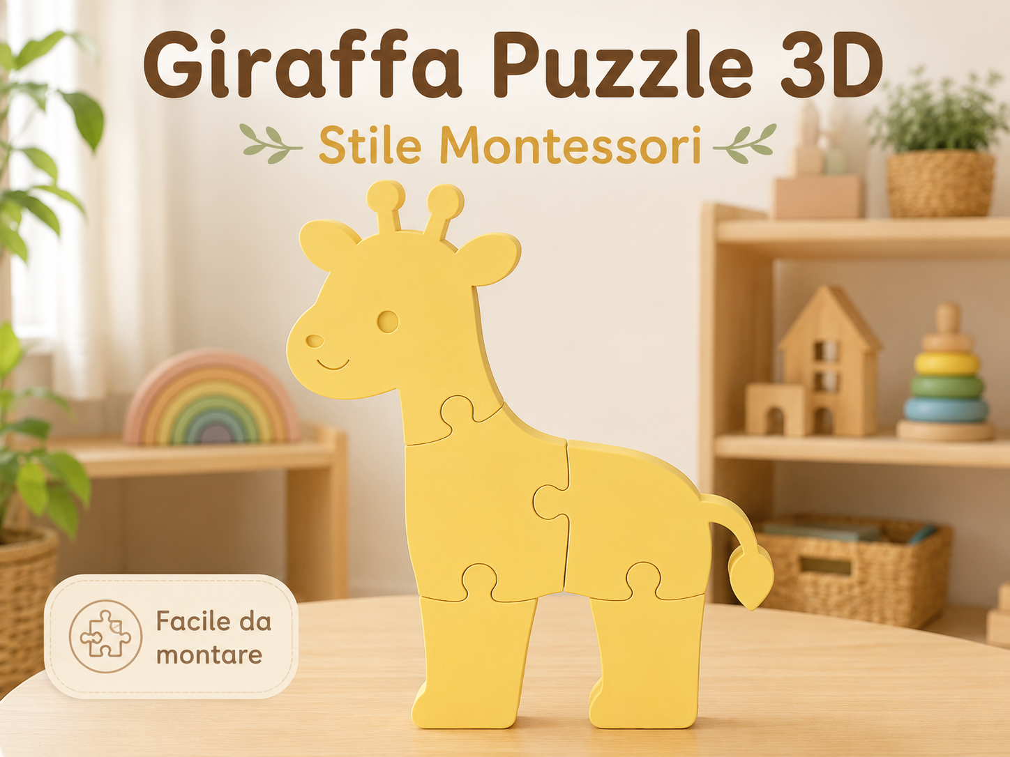 GIRAFFA Puzzle 3D | Montessori|Gioco Educativo - 1