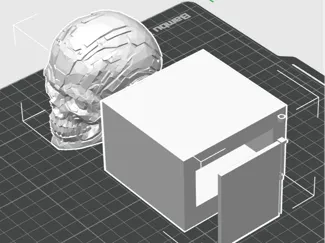 Skull head with box