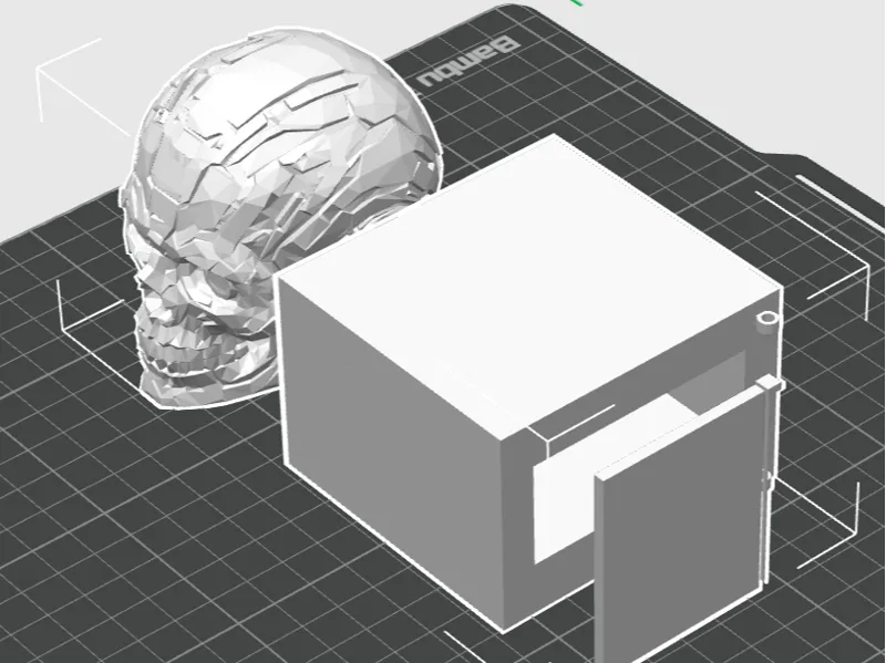 Skull head with box