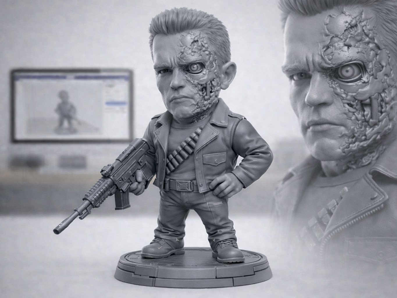 T-800 ICONICO – Il Guardiano | Statua Chibi 3D