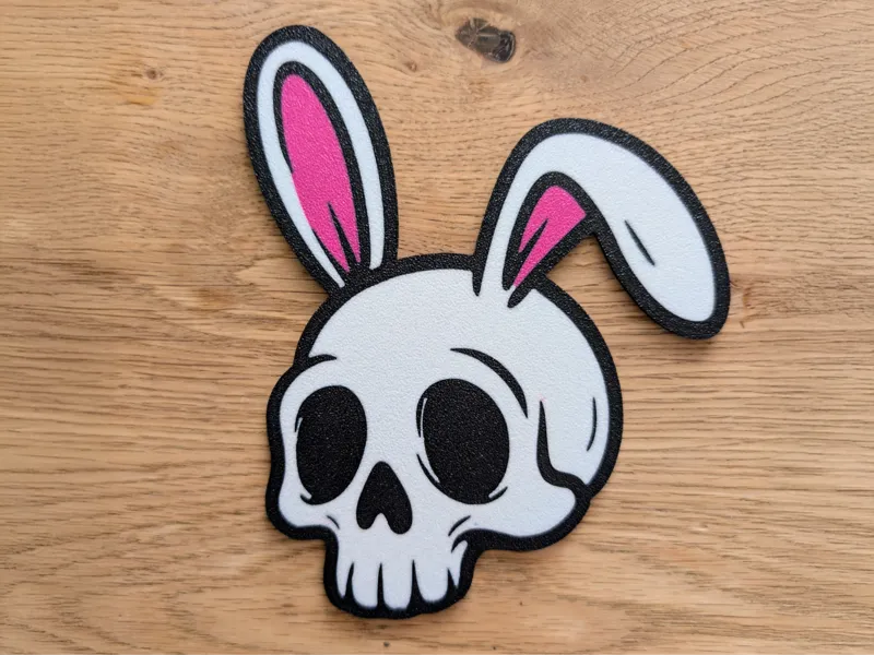 Skull with bunny ears coaster