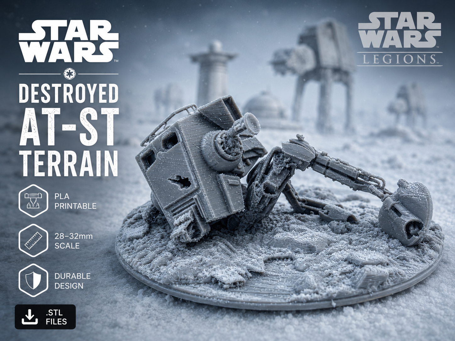 Destroyed AT-ST Walker - Tabletop Terrain - 1