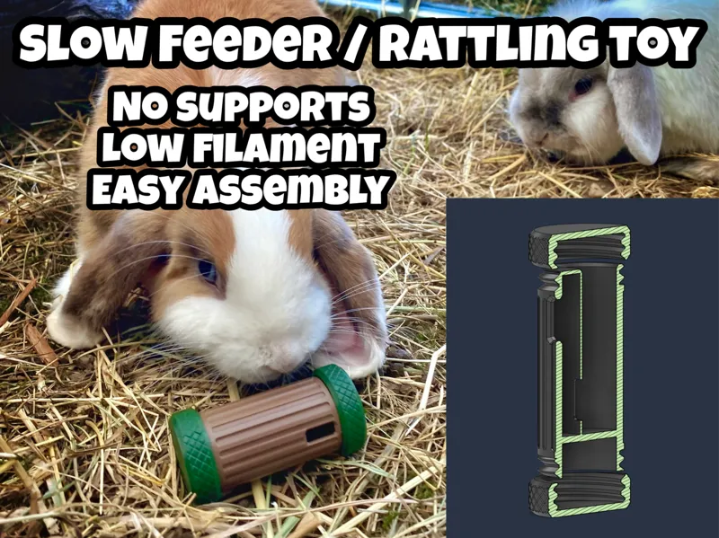 Bunny / Rodent Mini Slow Feeder / Rattling Toy