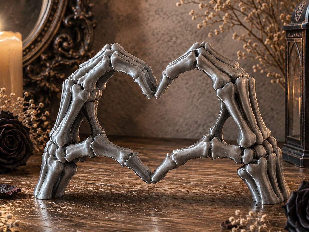Skeleton Hands Heart – Gothic Love Sculpture